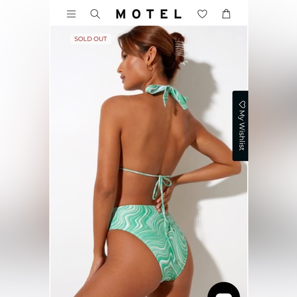 Motel Rocks Green and White 70s Ripple Swirl Bikini Set - Picture 4 of 10